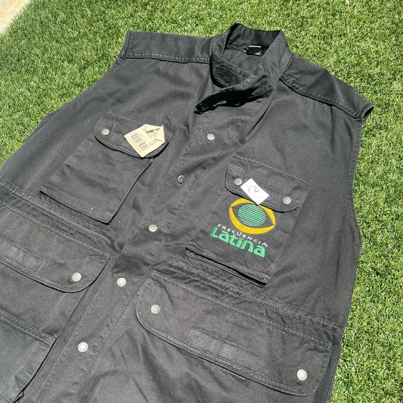 VTG 90s Latina TV Peru Black Outerwear Vest - Picture 4 of 6